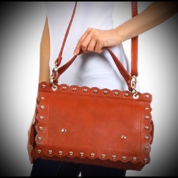 Arcadia Handbags - Italian Scalloped Vegan Shoulder Saddle Bag